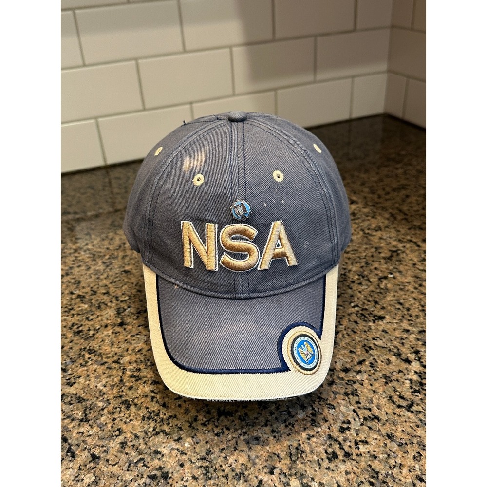 NSA National Security Agency Baseball Cap Strapback Mens OS Navy Khaki Cotton